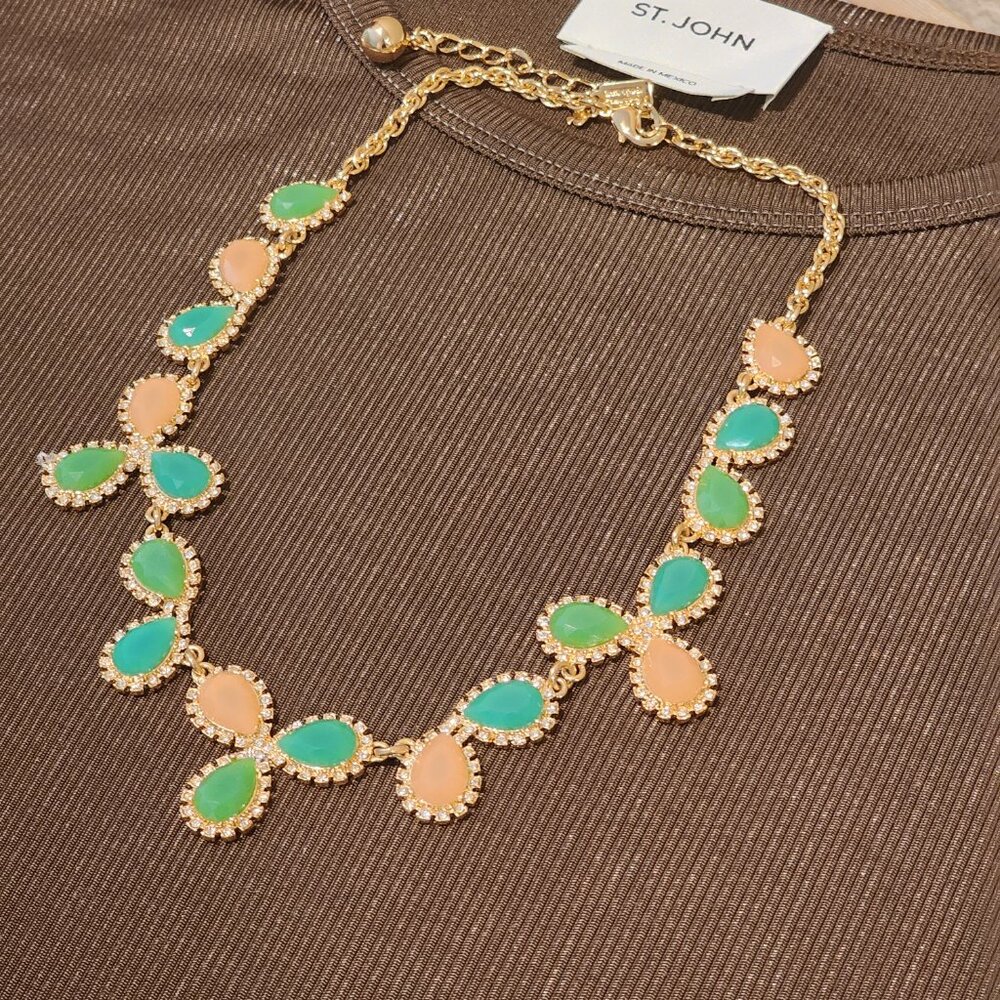 Brand New!! KATE SPADE New York: GumDrop| Green&Beige Stones|Crystals|Gold Metal - Picture 7 of 10